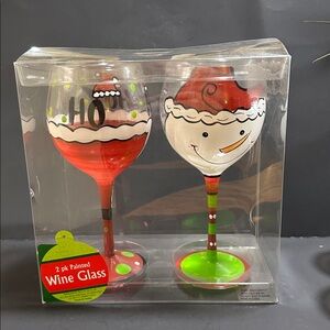 Festive Painted Wine Glass Set